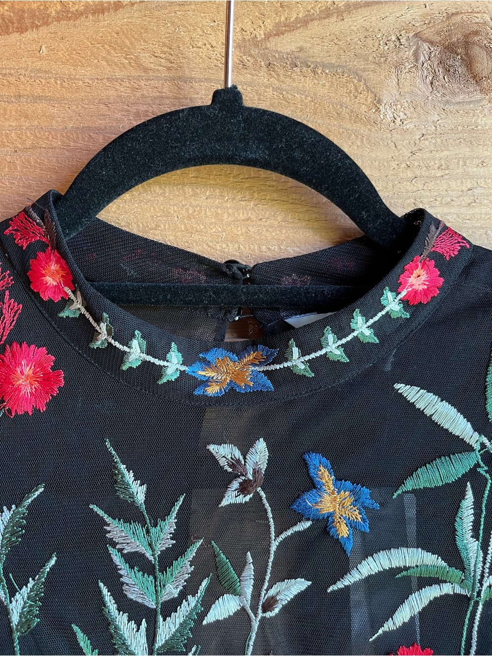 RANNA GILL - NWT Anthropologie Black Maxi Dress Multicolor Floral Embroidery - Picture 5 of 15